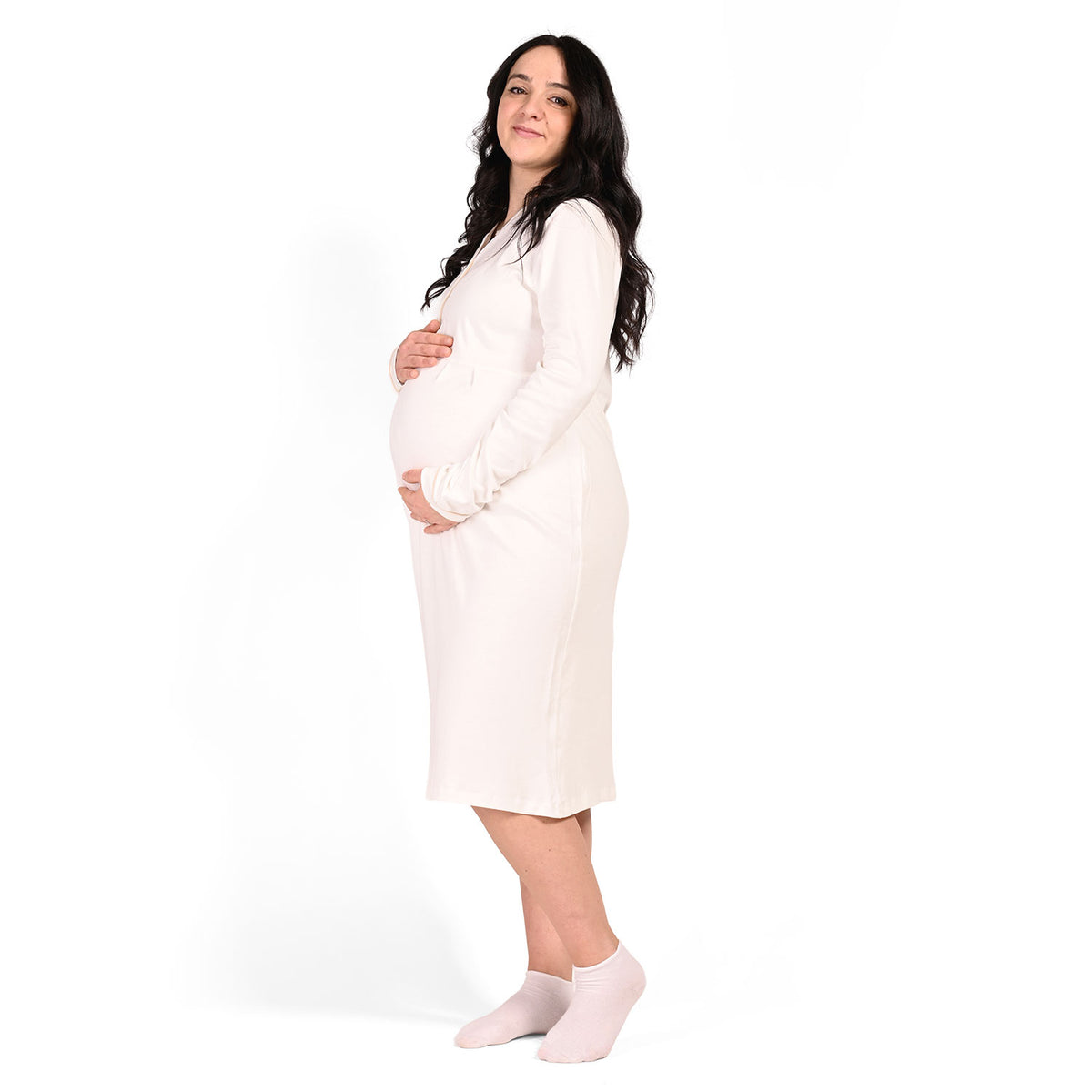 Camicia da notte premaman caldo cotone Biancaluna Kissimo 20302