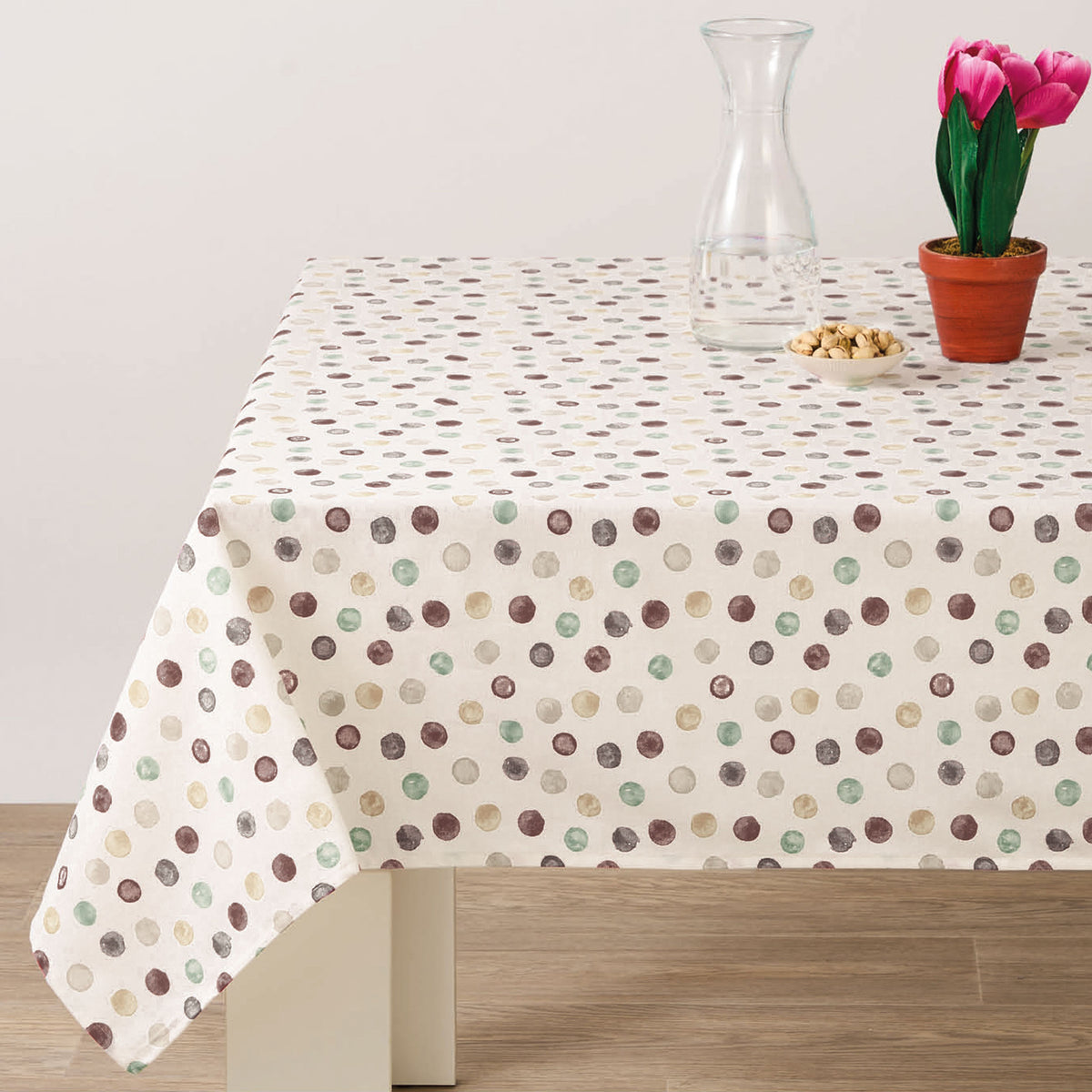 Tovaglia Vingi Armonia fantasia Pois crema