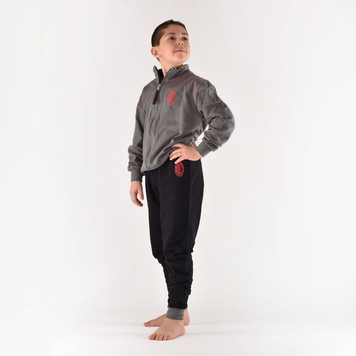 Pigiama tuta bambino Milan zip cotone felpato B2MI15117 antracite