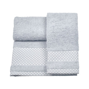 Vingi set asciugamani viso + ospite Pois grigio