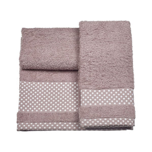 Vingi set asciugamani viso + ospite Pois rosa antico