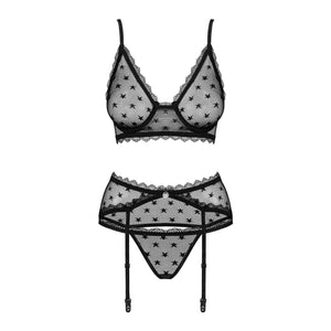 Sexy set reggiseno+ perizoma+ reggicalze Obsessive Astralya pizzo 3 pz