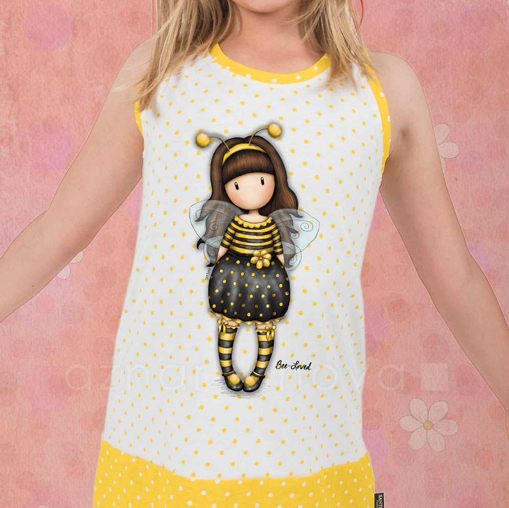 Camicia da notte bambina Santoro 51378 abitino cotone giallo