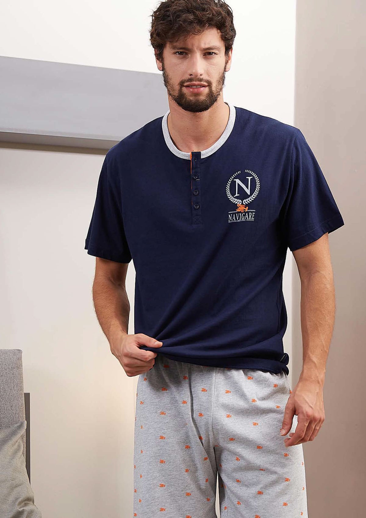 Pigiama uomo estivo Navigare B2141311 in cotone blu