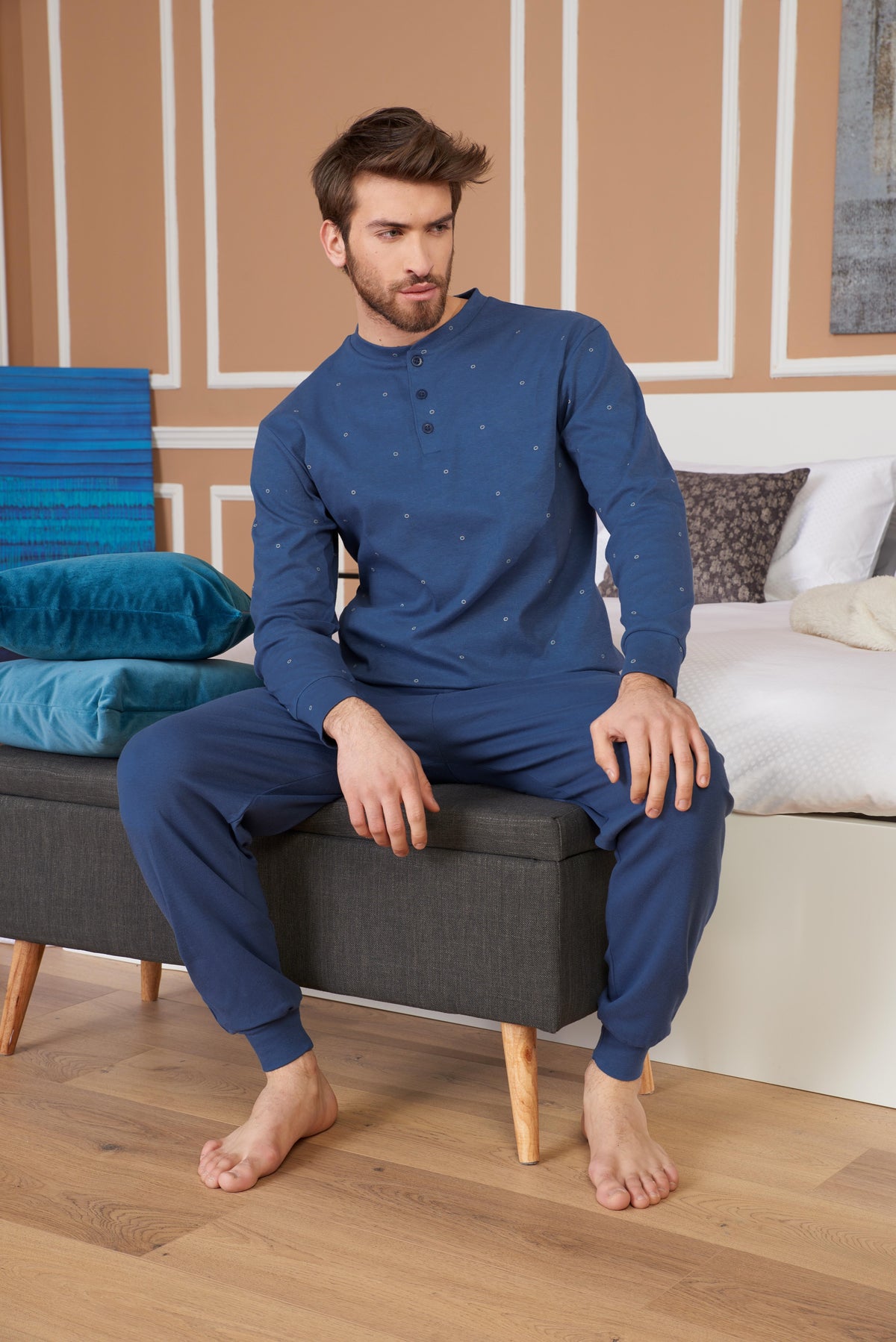 Pigiama uomo in caldo cotone invernale jeans Karelpiù 3420