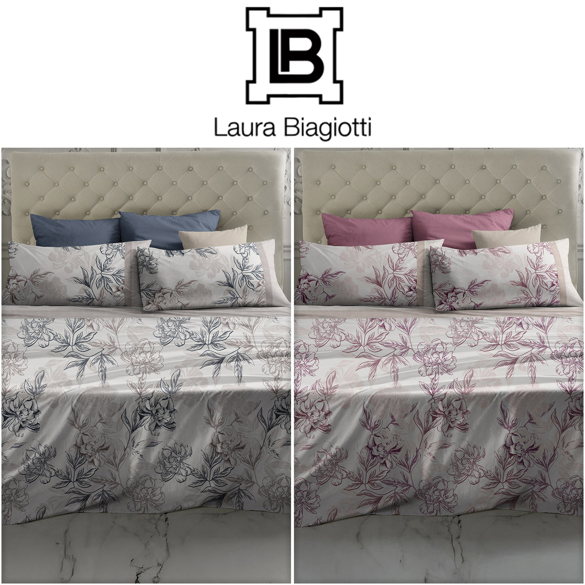 Completo Letto matrimoniale fantasia floreale Laura Biagiotti Izar
