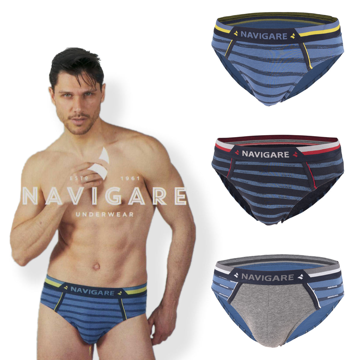 Slip uomo Navigare B21030Z cotone elasticizzato 3 pz.