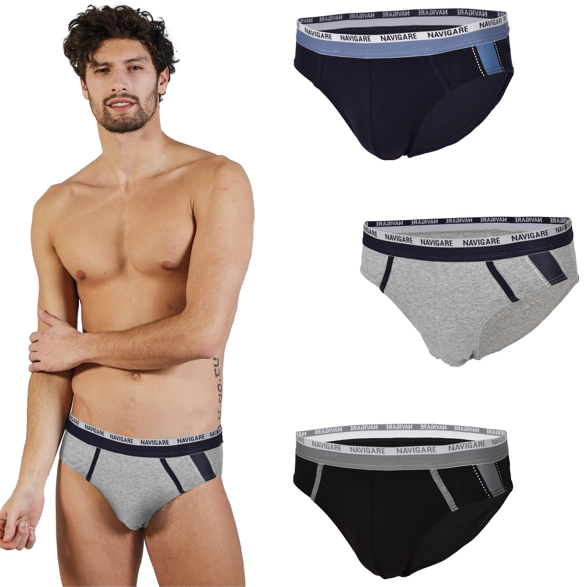 Slip cotone elasticizzato uomo Navigare B21131Z  3 pz.