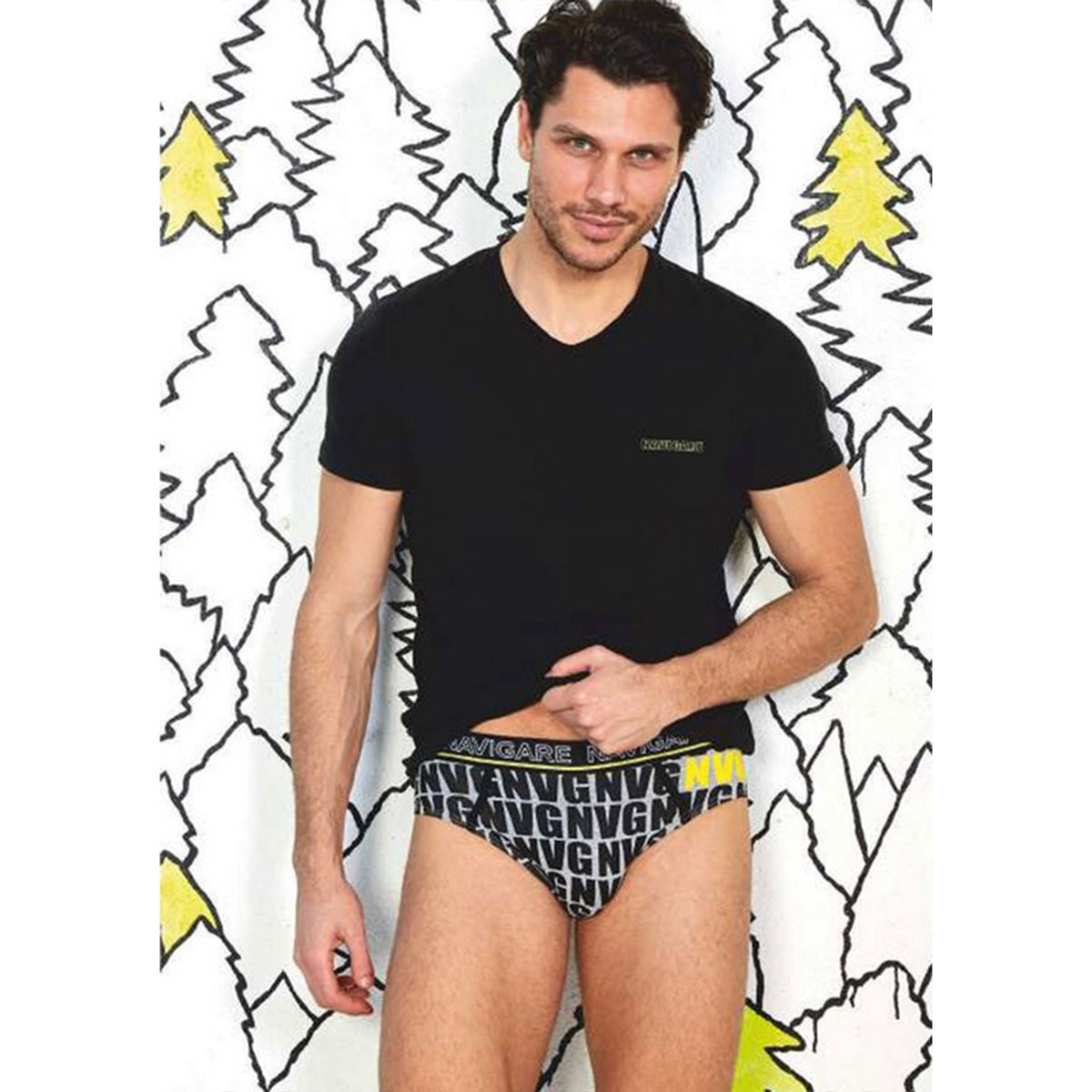 Coordinato uomo t-shirt + slip Navigare nero B211683