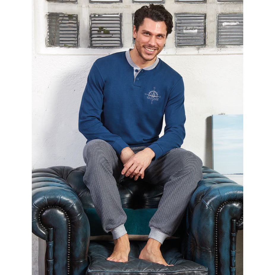 Pigiama uomo Navigare 2141224 caldo cotone inchiostro