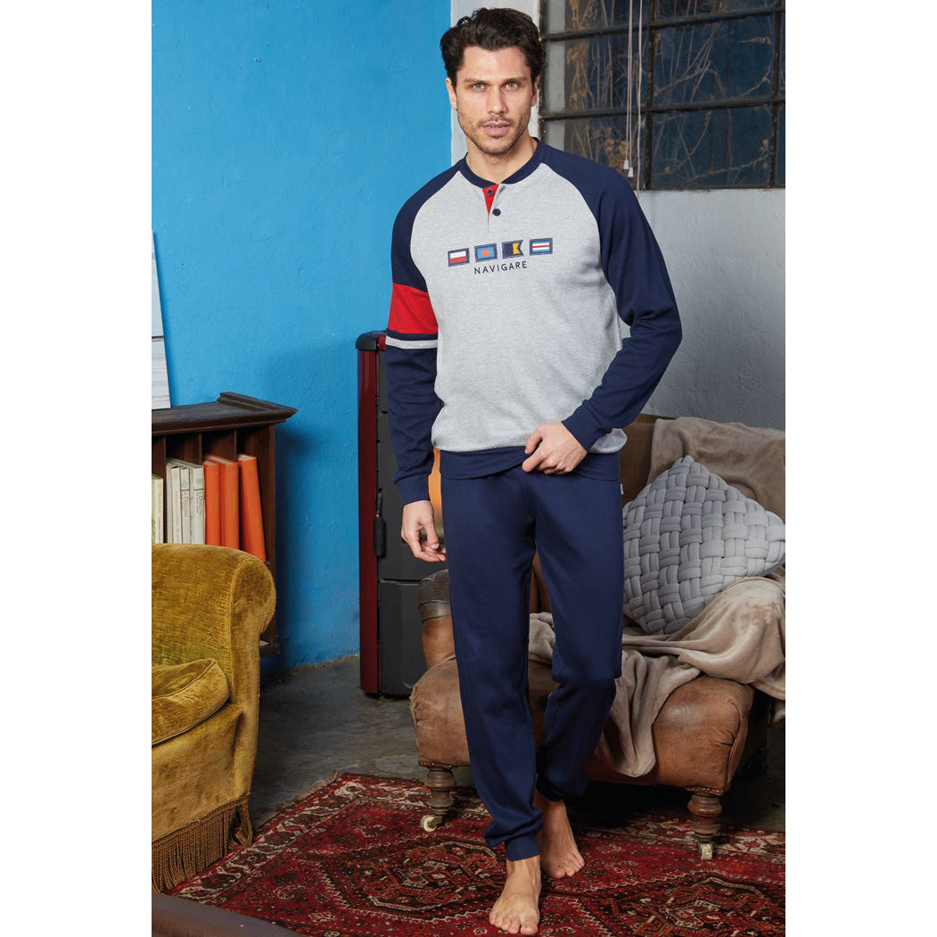 Pigiama uomo Navigare caldo cotone invernale 2141225 grigio