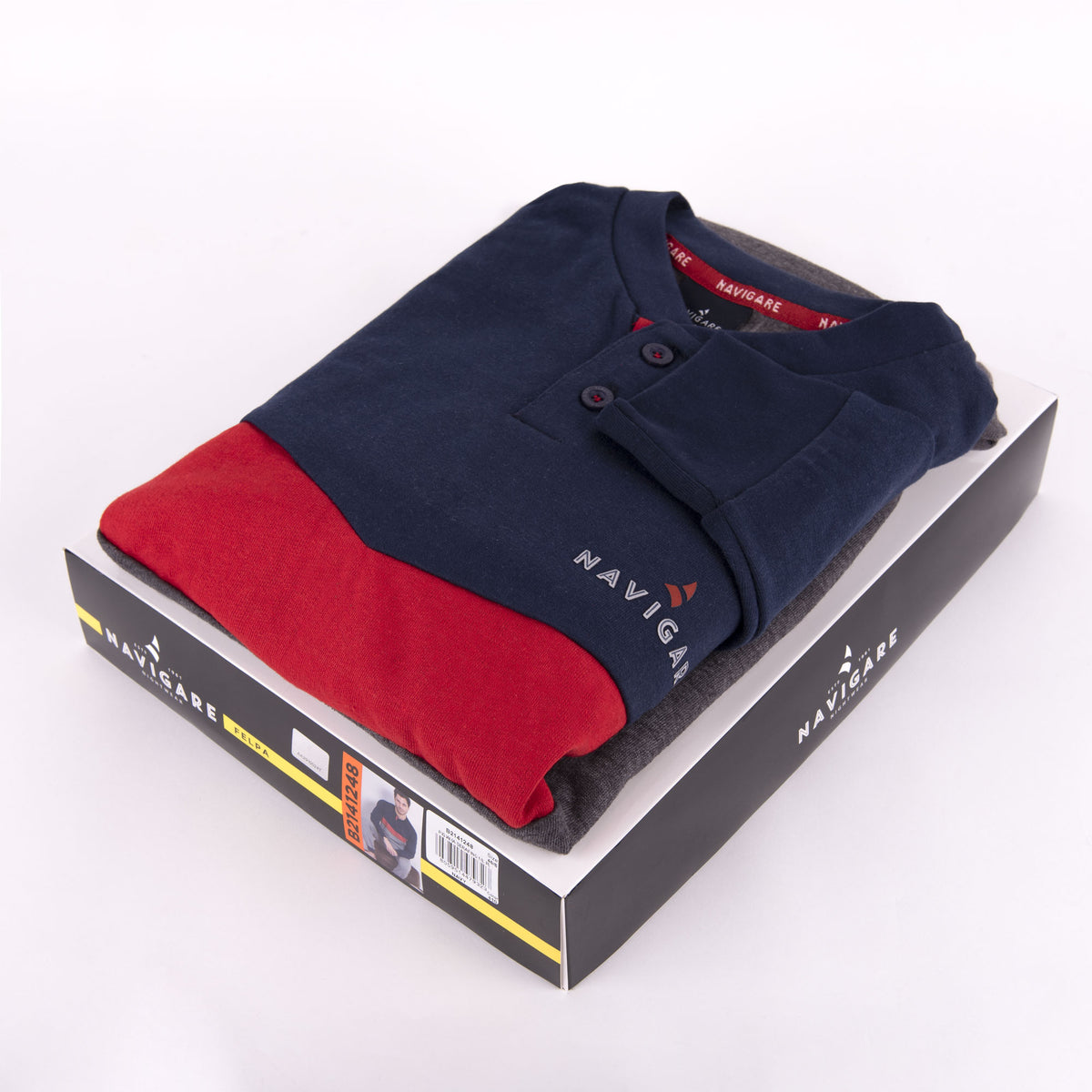 Pigiama cotone felpato Navigare 2141248 blu grigio