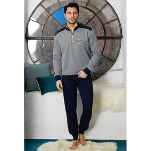 Pigiama uomo stile tuta cotone felpato grigio Navigare 2141253