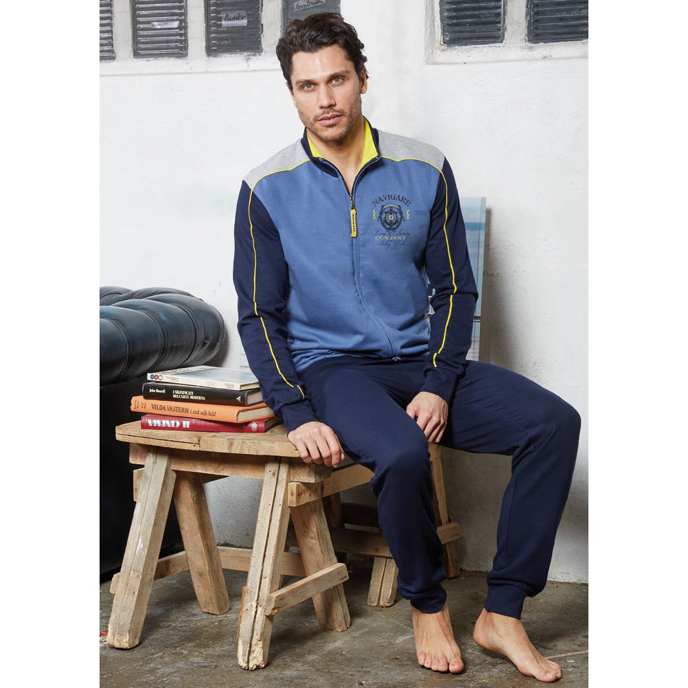 Tuta uomo felpata Navigare jeans 2141254 maglia L pantalone M