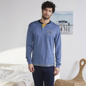 Pigiama uomo celeste giallo Navigare interlock B2141346