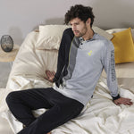 Pigiama uomo Navigare grigio nero caldo cotone B2141353