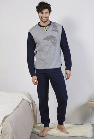 Pigiama uomo caldo cotone Navigare con polsini B2141356