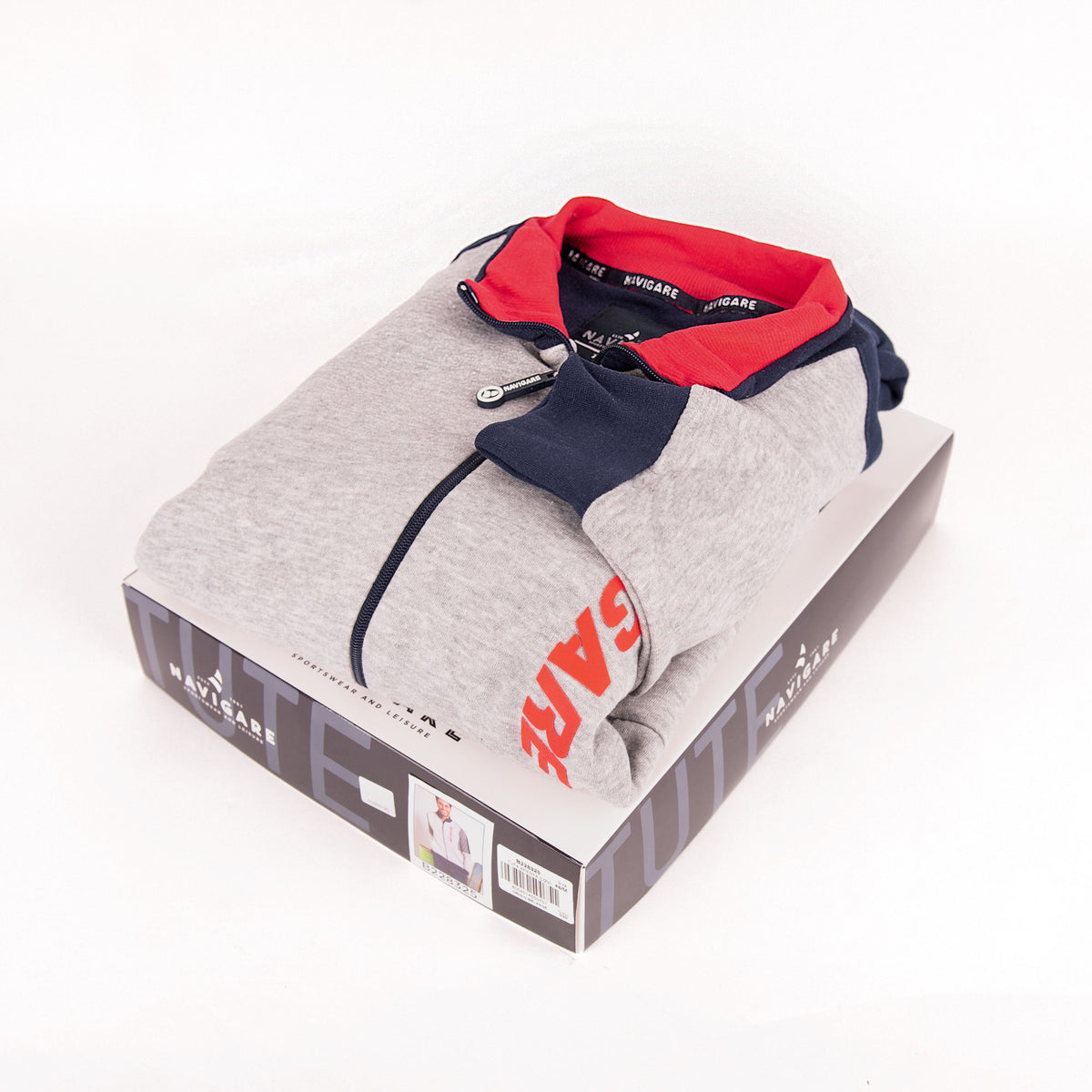 Tuta uomo Navigare 228325 aperta con zip felpato grigio melange