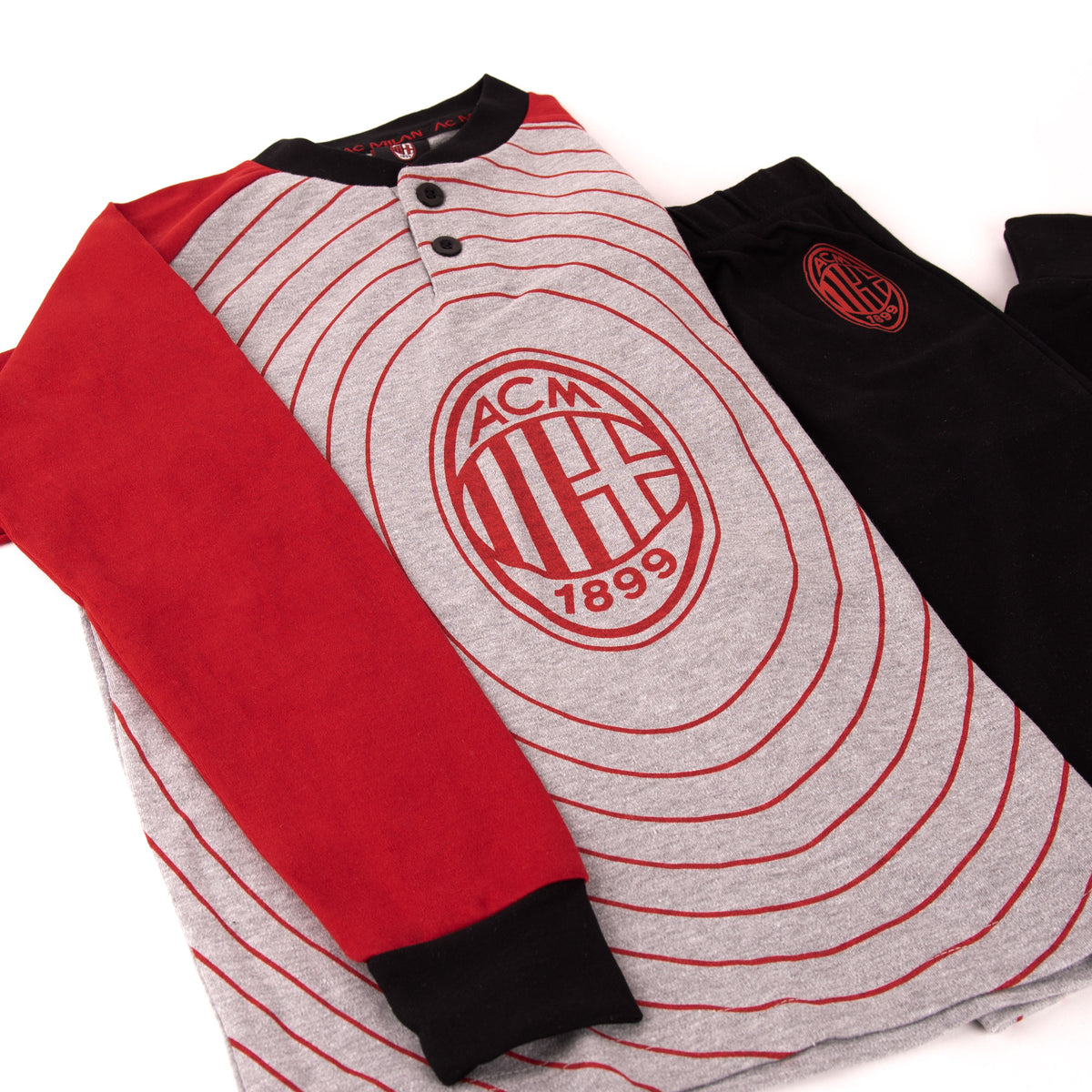 Pigiama tuta uomo Milan serafino caldo cotone B2MI14115 grigio melange