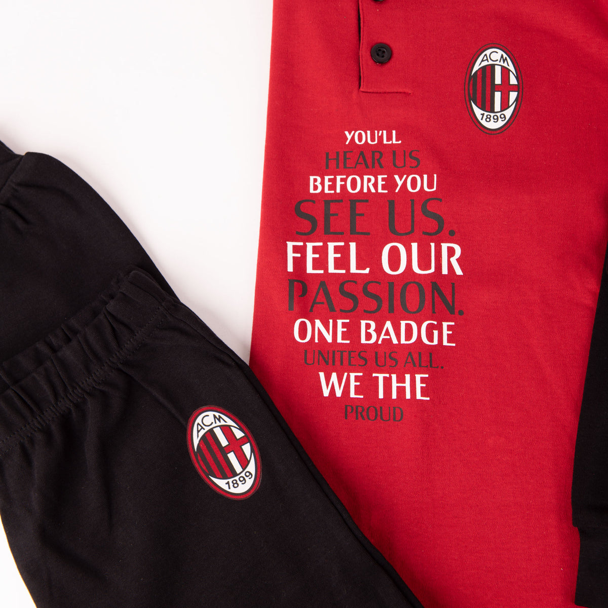 Pigiama tuta uomo Milan serafino caldo cotone B2MI14115 rosso