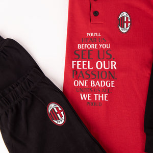 Pigiama tuta uomo Milan serafino caldo cotone B2MI14115 rosso