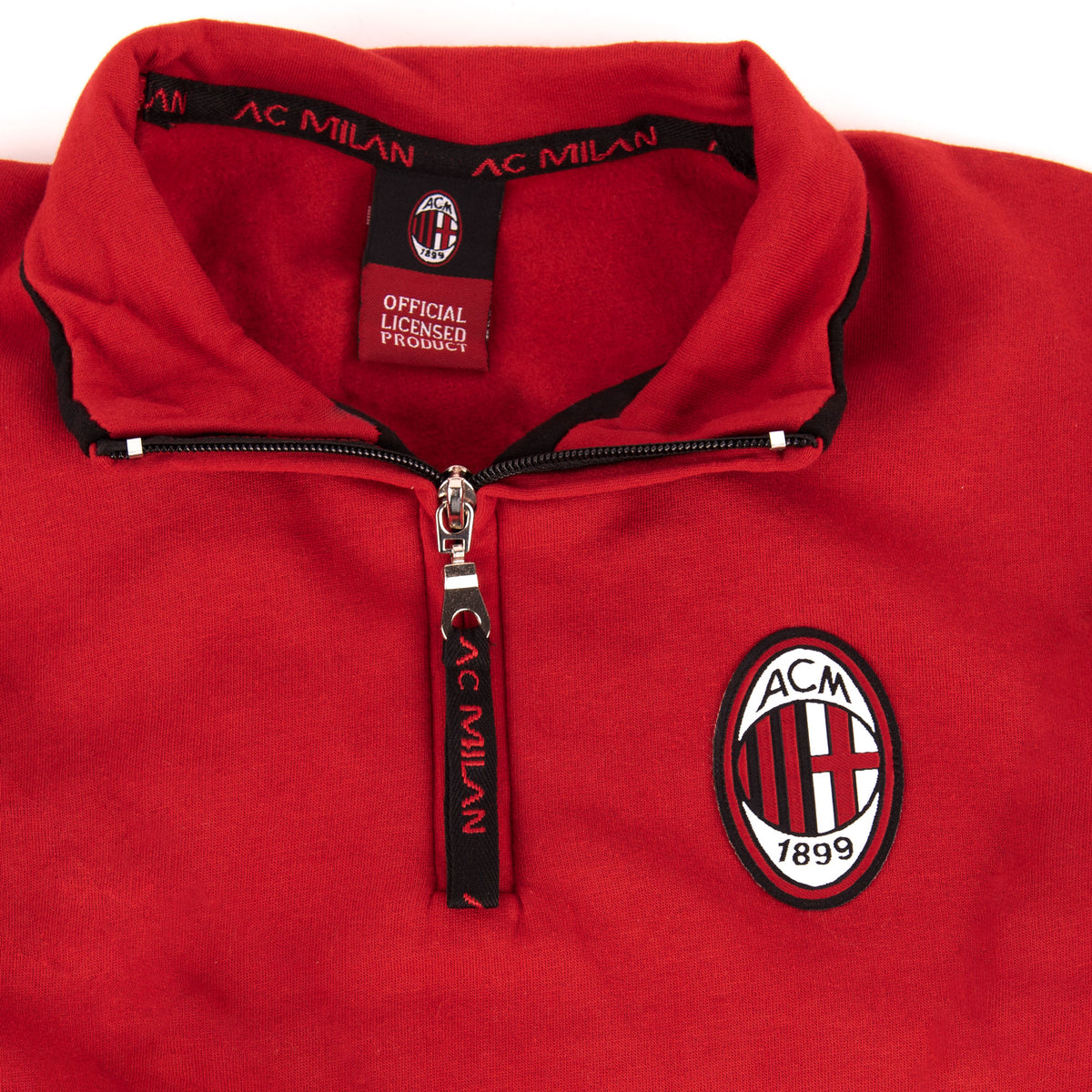 Pigiama tuta uomo Milan mezza zip cotone felpato B2MI14116 rosso
