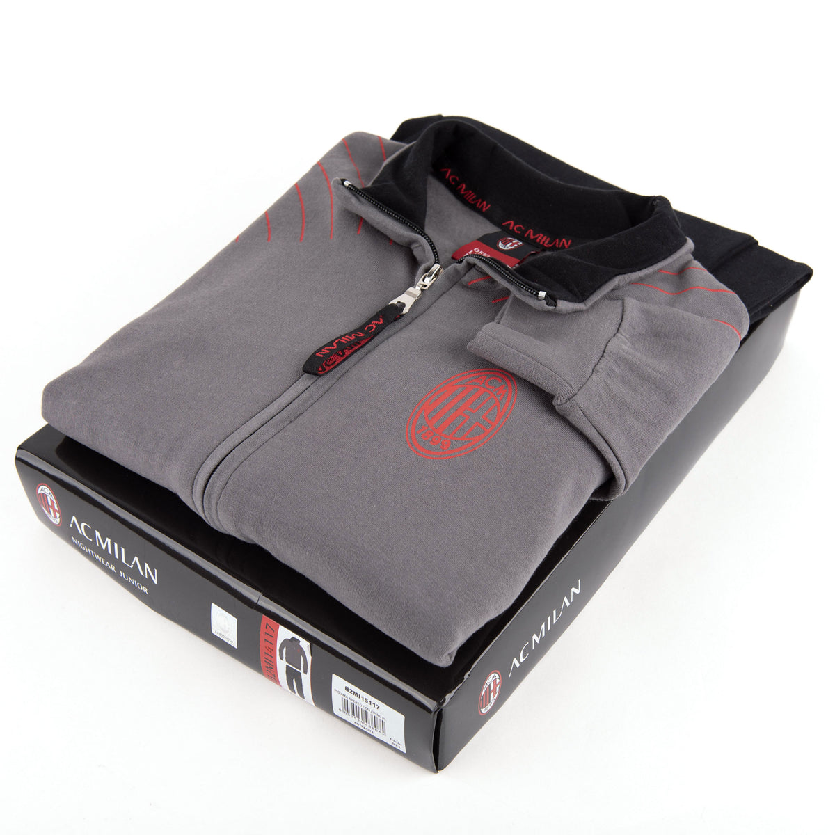 Pigiama tuta uomo Milan zip cotone felpato B2MI14117 antracite
