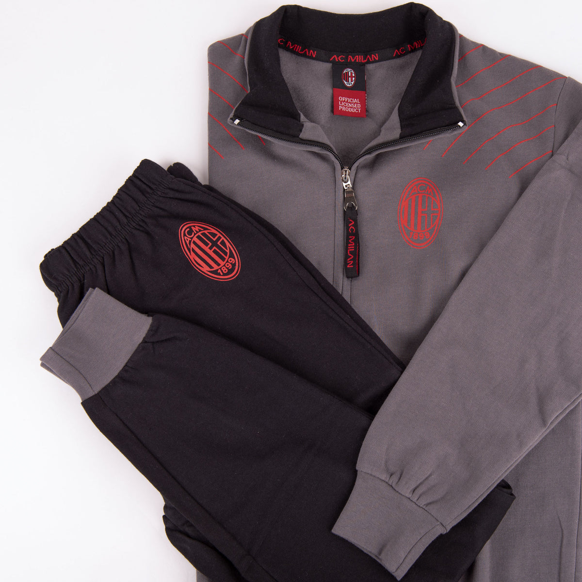 Pigiama tuta uomo Milan zip cotone felpato B2MI14117 antracite