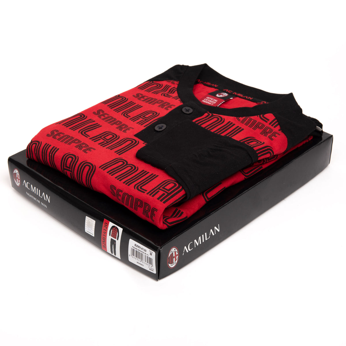 Pigiama uomo Milan serafino cotone leggero B2MI14120 rosso