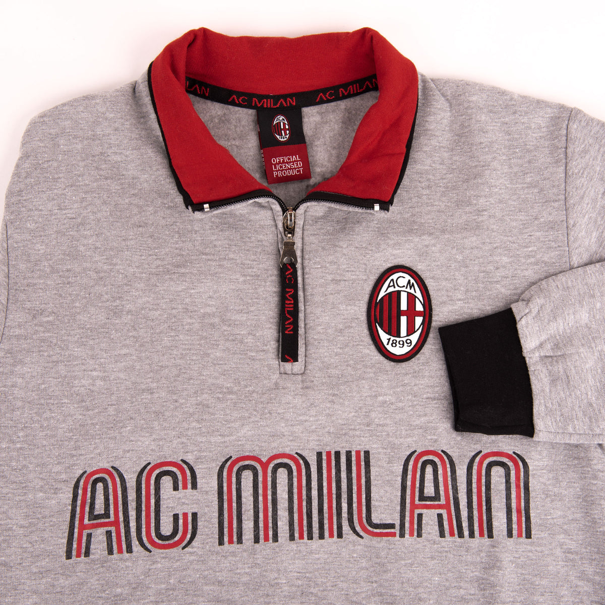 Pigiama tuta bambino Milan mezza zip cotone felpato B2MI15116 grigio