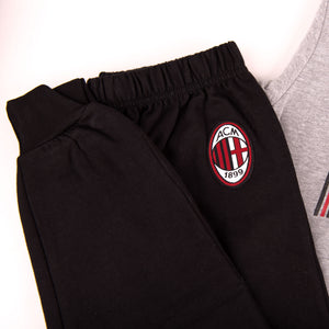 Pigiama tuta bambino Milan mezza zip cotone felpato B2MI15116 grigio