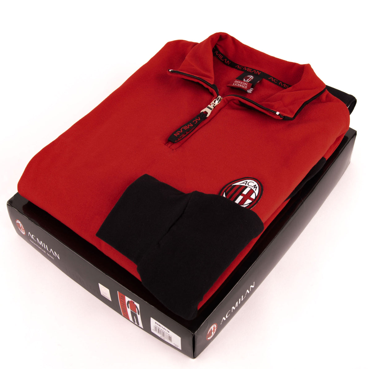 Pigiama tuta bambino Milan mezza zip cotone felpato B2MI15116 rosso