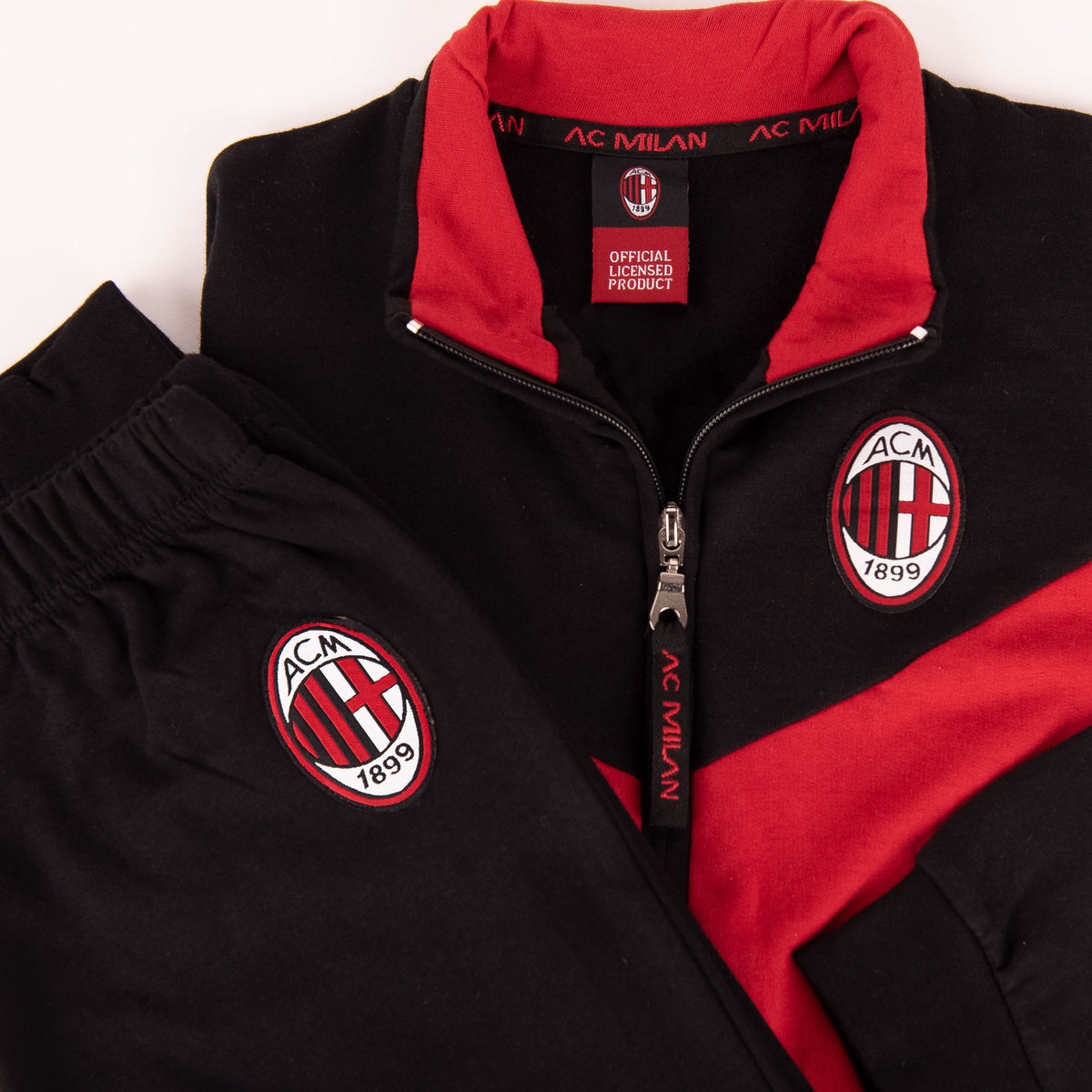 Pigiama tuta bambino Milan zip cotone felpato B2MI15117 nero