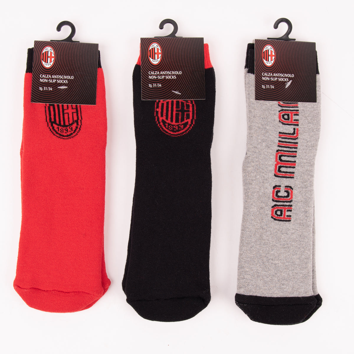 Calza corta antiscivolo bimbo Milan B2MI611 caldo cotone 3 pz