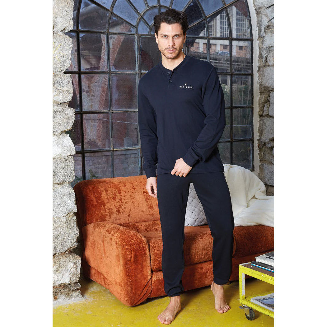 Pigiama uomo Navigare 14589 lungo invernale caldo cotone navy