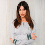 Pigiama donna caldo cotone Jadea grigio verde 5157