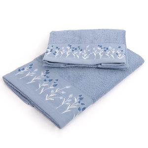 Set asciugamani viso + ospite Sommaruga BA9006 spugna dis 2 azzurro