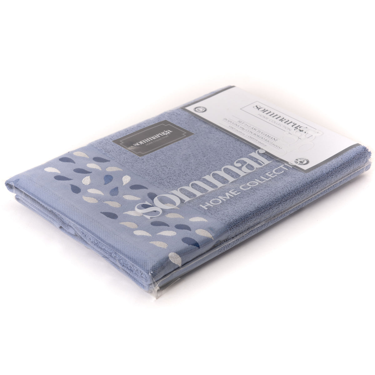 Set asciugamani viso + ospite Sommaruga BA9006 spugna dis 3 azzurro