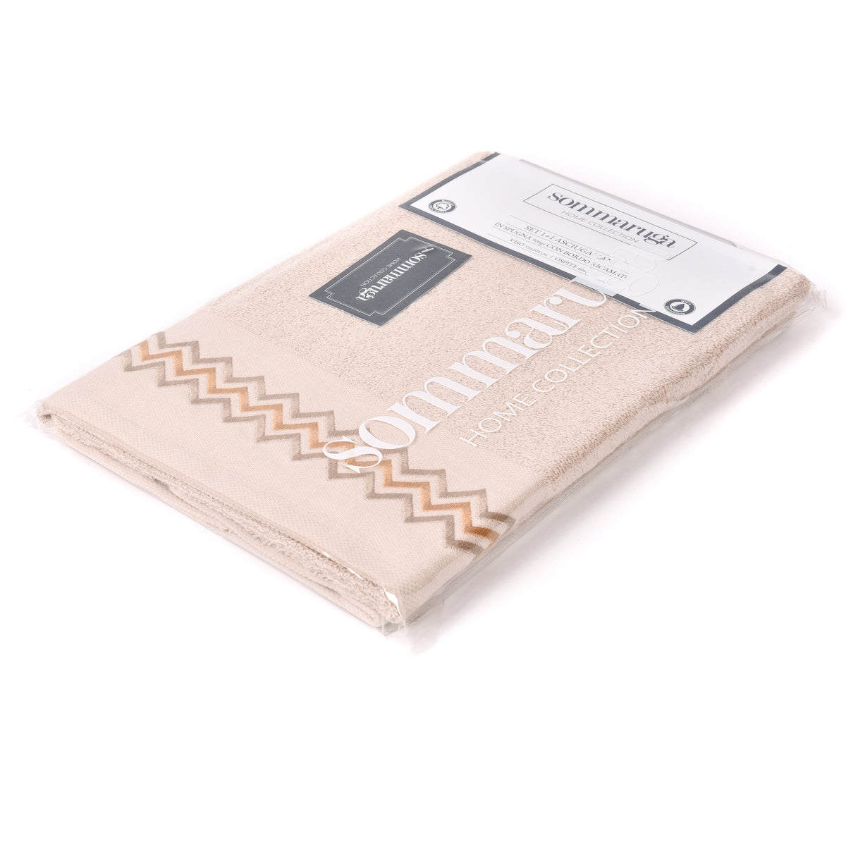 Set asciugamani viso + ospite Sommaruga BA9006 dis.6 beige