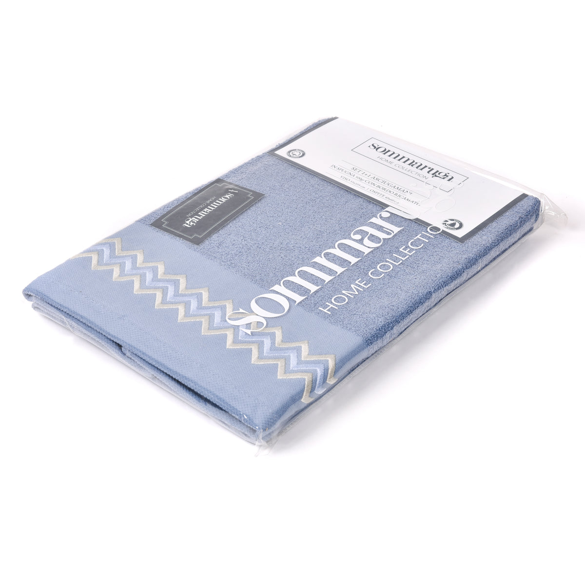 Set asciugamani viso + ospite Sommaruga BA9006 dis.6 azzurro 