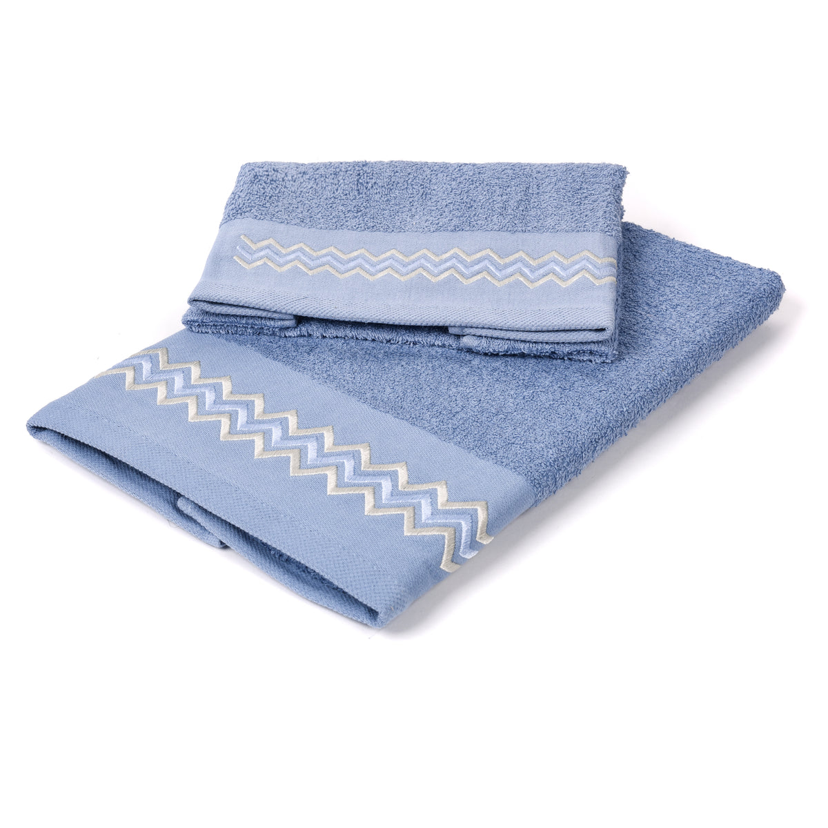 Set asciugamani viso + ospite Sommaruga BA9006 dis.6 azzurro 