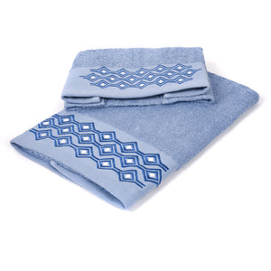 Set asciugamani viso + ospite Sommaruga BA9006 dis.4 azzurro