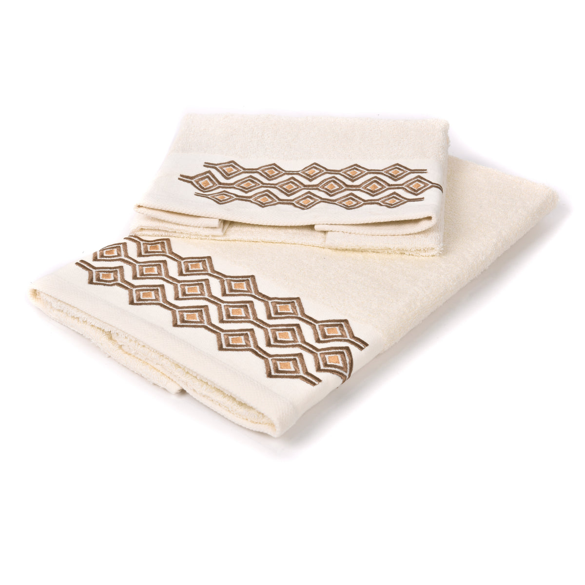 Set asciugamani viso + ospite Sommaruga BA9006 dis.4 latte