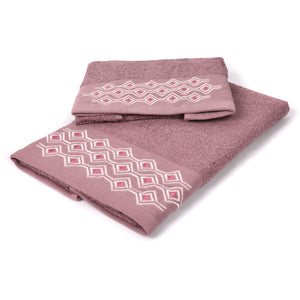 Set asciugamani viso + ospite Sommaruga BA9006 dis.4 vino