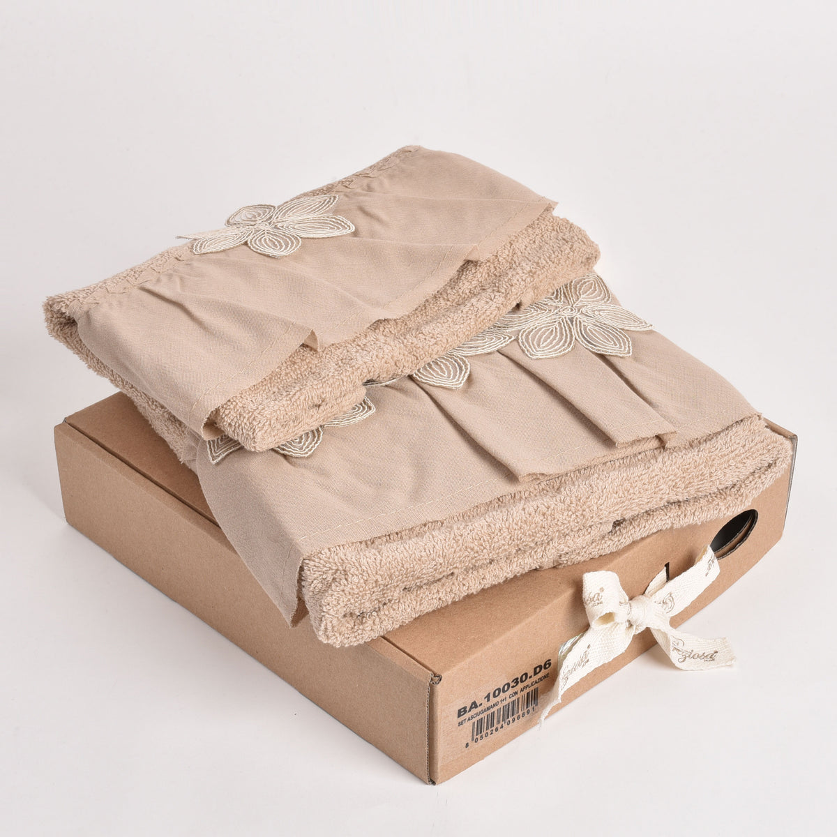 Set asciugamani viso + ospite Preziosa BA10030 spugna naturale