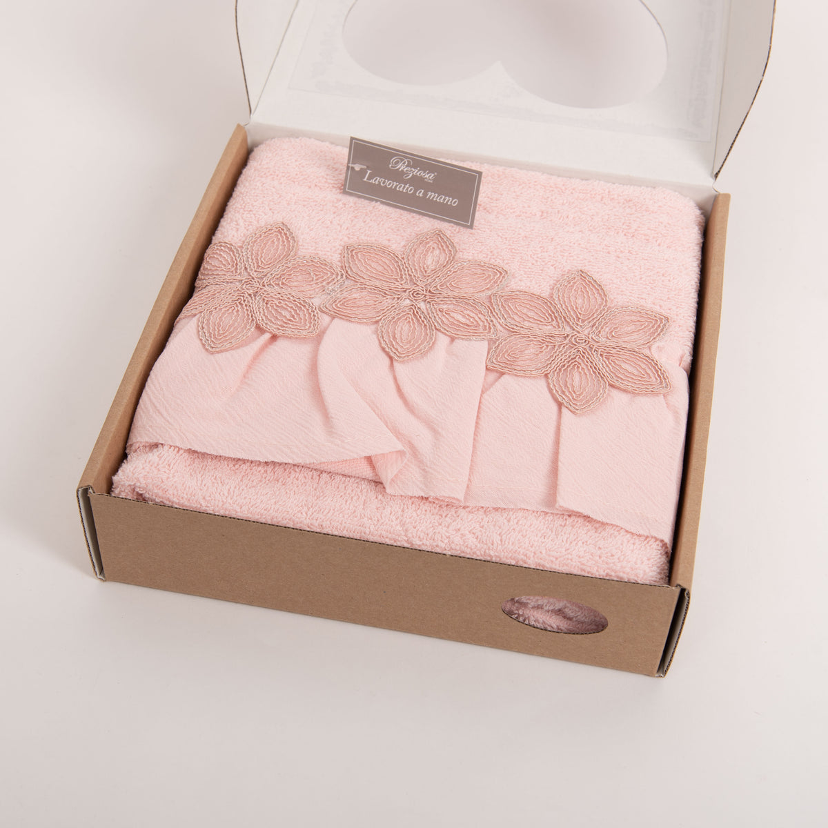 Set asciugamani viso + ospite Preziosa BA10030 spugna rosa