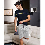 Pigiama uomo estivo Navigare 2141328 in cotone blu grigio