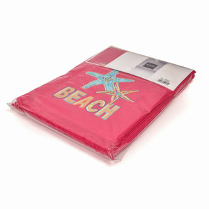 Telo mare Vingi spugna "Beach" fuxia con frange 100% cotone