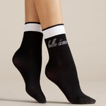 Calzini donna Fiore Belle Ame 40 den nero con fascia bianca