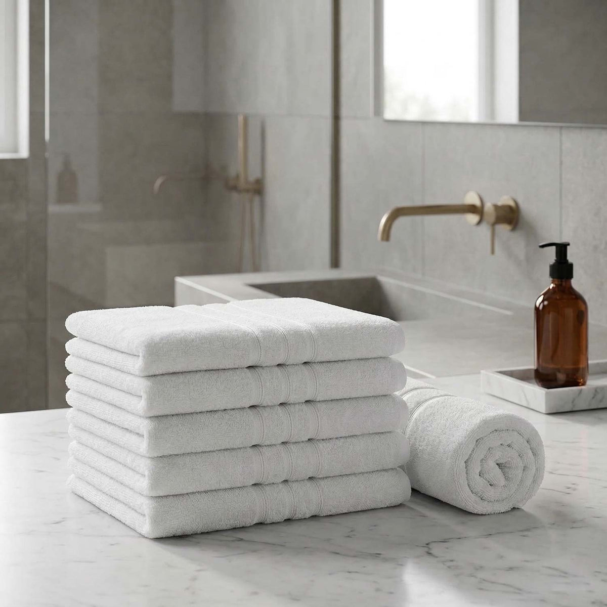 Set di asciugamani 100% spugna di cotone Biancaluna hotellerie 6 pezzi